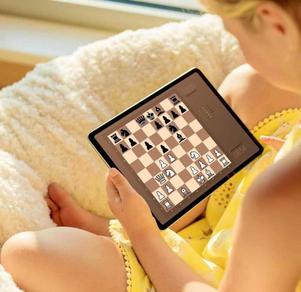 Chess board on a computer tablet