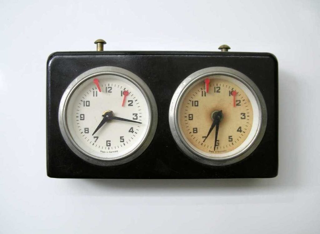 old fashioned black manual chess clock