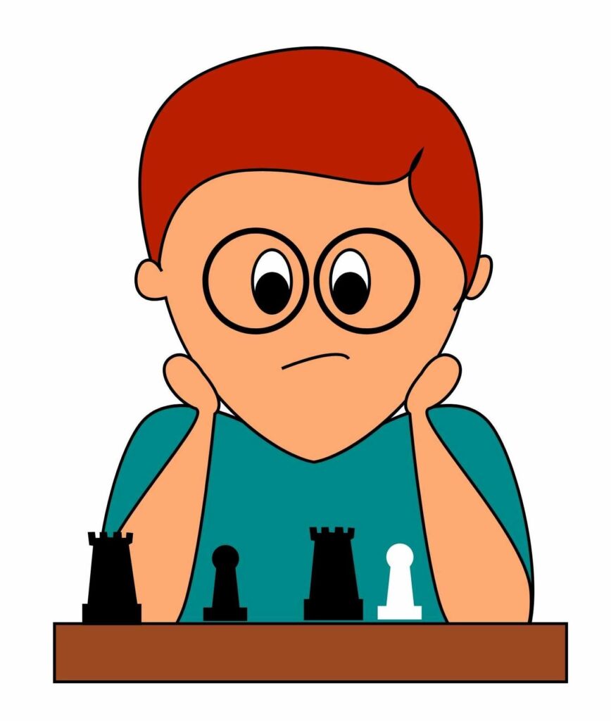 Cartoon person playing chess