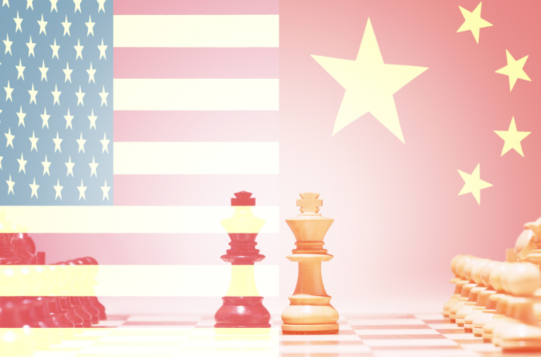 Chess - Chinese and USA flag