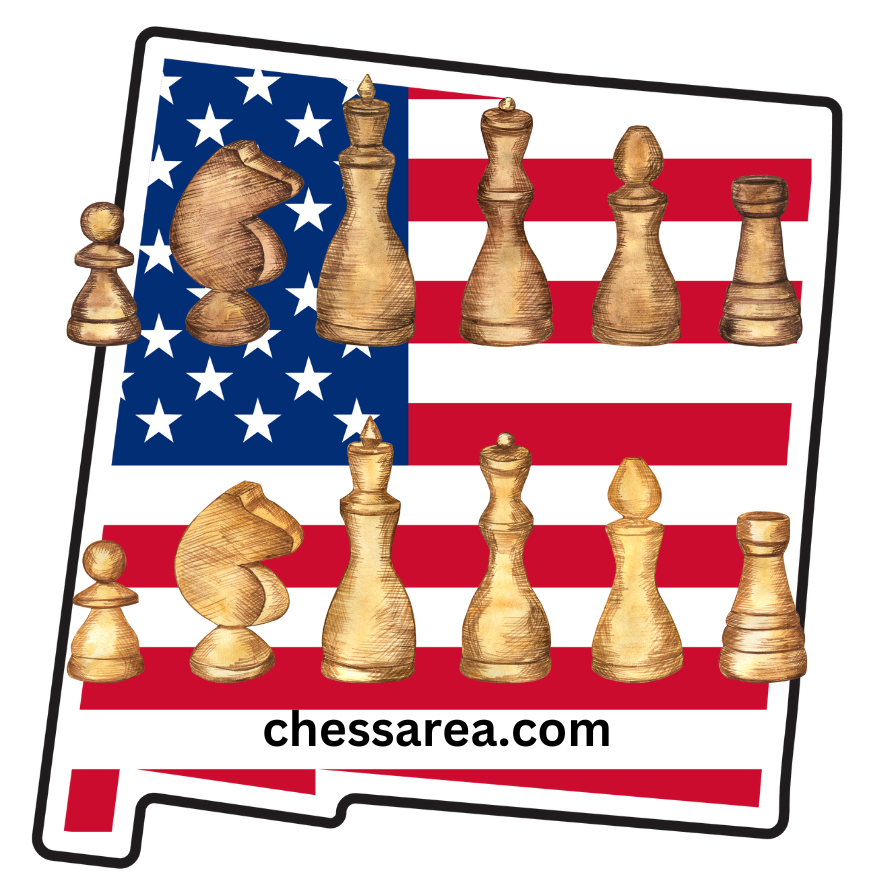 Chess in New Mexico state map and chess pieces