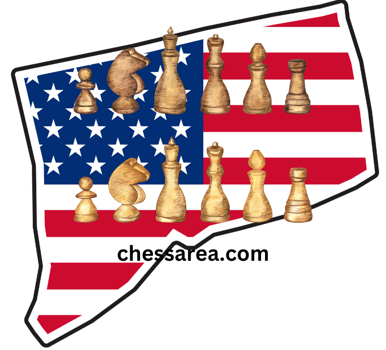 Chess in connecticut state map with chess pieces