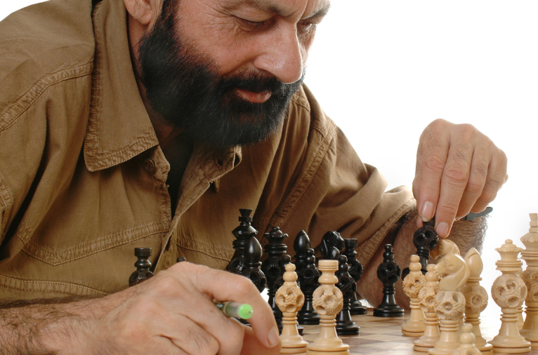 Chess master in play