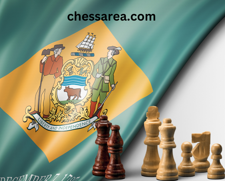 Delaware flag and chess pieces