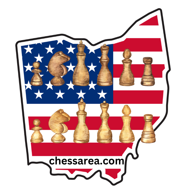 Ohio state map and chess pieces