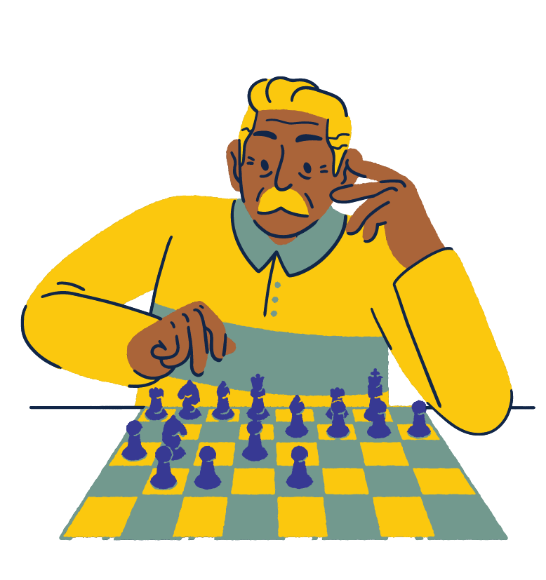 Older Chess expert cartoon